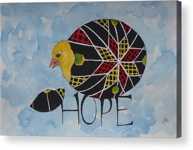 Hope Acrylic Print featuring the mixed media Hope egg by Lisa Mutch