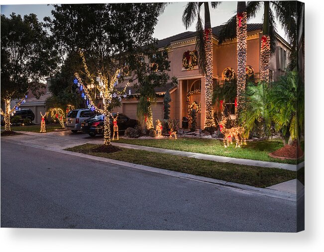 Tranquility Acrylic Print featuring the photograph House with Christmas Decocarions by Juan Silva