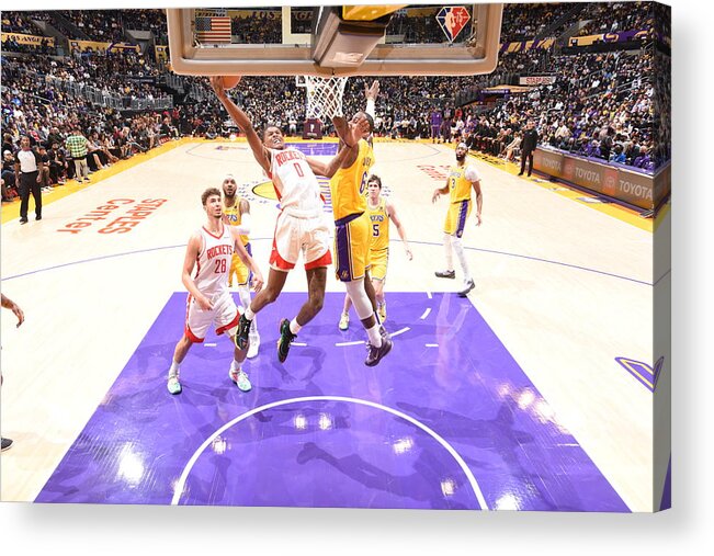 Nba Pro Basketball Acrylic Print featuring the photograph Houston Rockets v Los Angeles Lakers by Adam Pantozzi