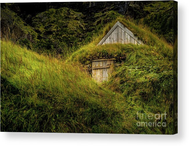 Iceland Acrylic Print featuring the photograph Iceland Farm Turf Building by M G Whittingham