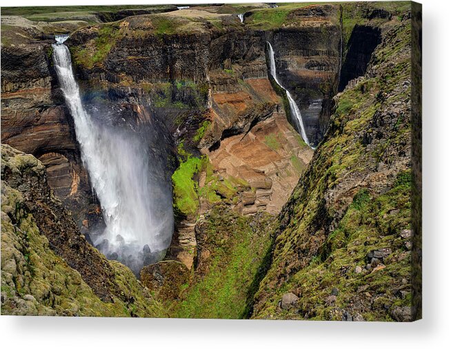 Iceland Acrylic Print featuring the photograph Iceland - Haifoss by Olivier Parent