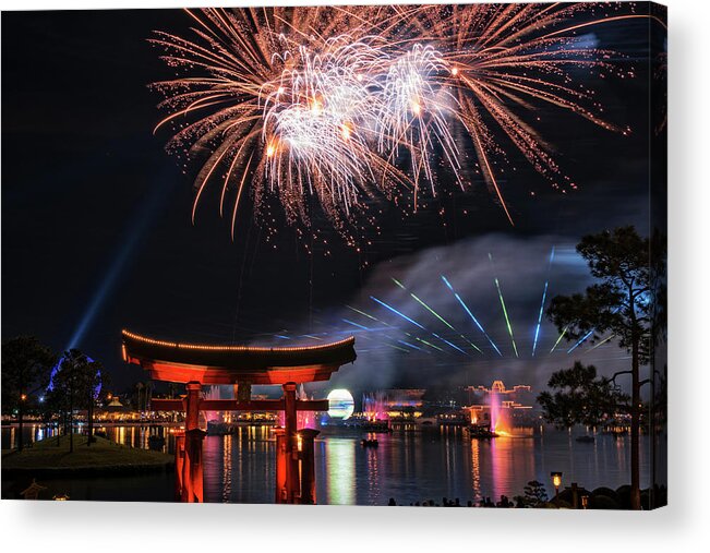 Epcot Center Acrylic Print featuring the photograph IlluminNations Reflections Of Earth At The Epcot Center by Jim Vallee