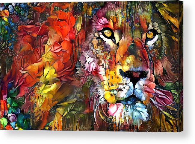 Abstract Acrylic Print featuring the digital art In the Jungle by Teresa Wilson