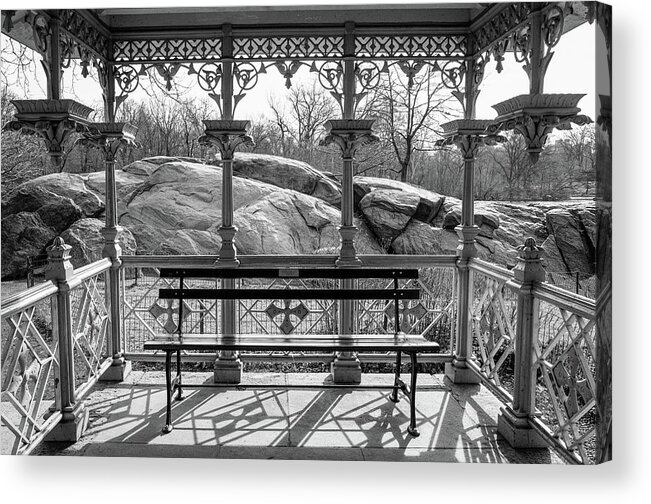 Black And White Acrylic Print featuring the photograph Inside the Ladies Pavilion by Cornelis Verwaal