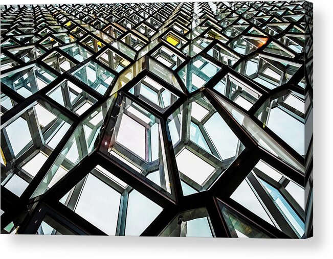 Harpa Concert Hall Acrylic Print featuring the photograph Interior of Harpa Concert Hall in Reykjavik Iceland by Alexios Ntounas