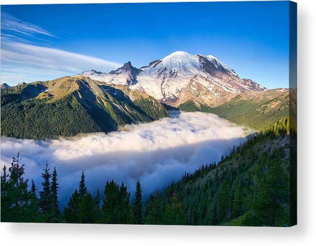 Inversion At Mount Rainier Acrylic Print featuring the photograph Inversion at Mount Rainier by Lynn Hopwood