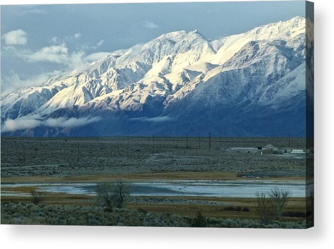 Hwy395 Acrylic Print featuring the photograph Inyo Mt. Range and Owens Lake by Amelia Racca