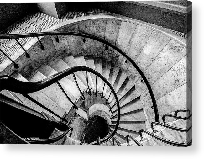 James A. Garfield Monument Acrylic Print featuring the photograph James A. Garfield Monument Cleveland Ohio Spiral Staircase by Dave Morgan