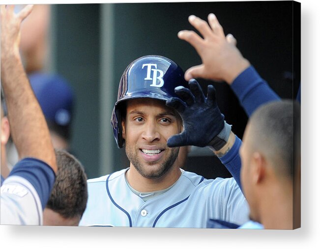 Game Two Acrylic Print featuring the photograph James Loney by Mitchell Layton