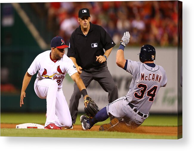 St. Louis Cardinals Acrylic Print featuring the photograph James Mccann and Jhonny Peralta by Dilip Vishwanat