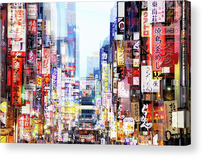 Japan Acrylic Print featuring the mixed media Japan Drift Collection - City Lights by Philippe HUGONNARD