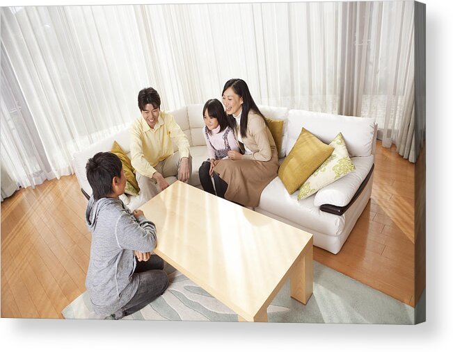 Rug Acrylic Print featuring the photograph Japanese Family Relaxing in Their Home by YinYang