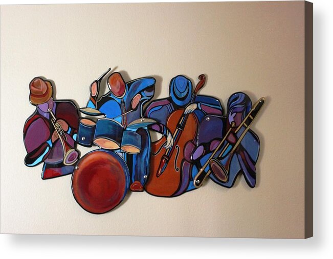 Music Acrylic Print featuring the mixed media Jazz Ensemble IV by Bill Manson
