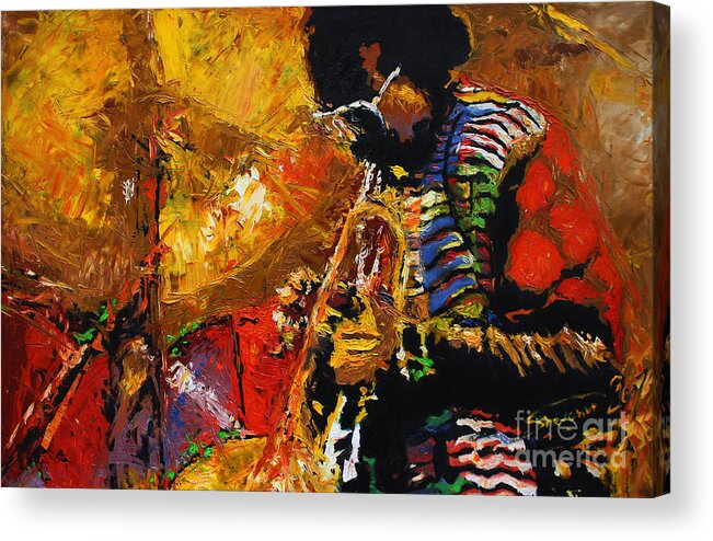 Jazz Acrylic Print featuring the painting Jazz Miles Davis 3 by Yuriy Shevchuk