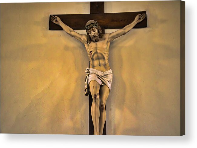 Crown Acrylic Print featuring the photograph Jesus on the Cross by ImageFirstDesigns