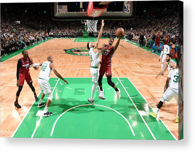 Playoffs Acrylic Print featuring the photograph Jimmy Butler and Derrick White by Brian Babineau