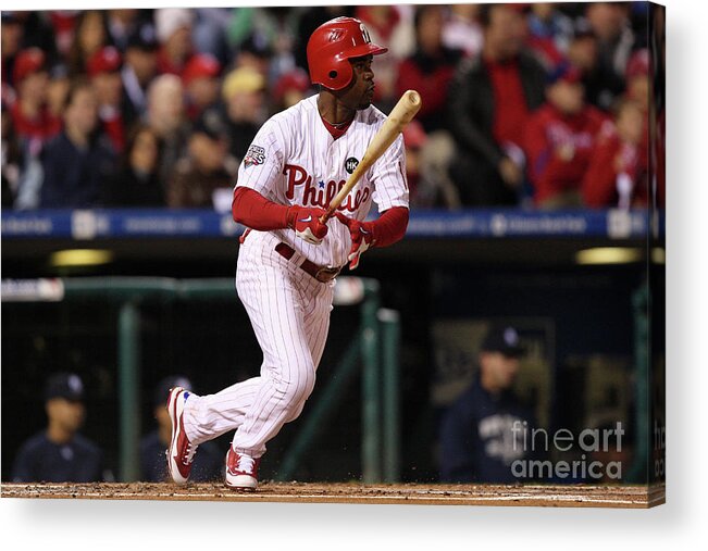 American League Baseball Acrylic Print featuring the photograph Jimmy Rollins by Jed Jacobsohn