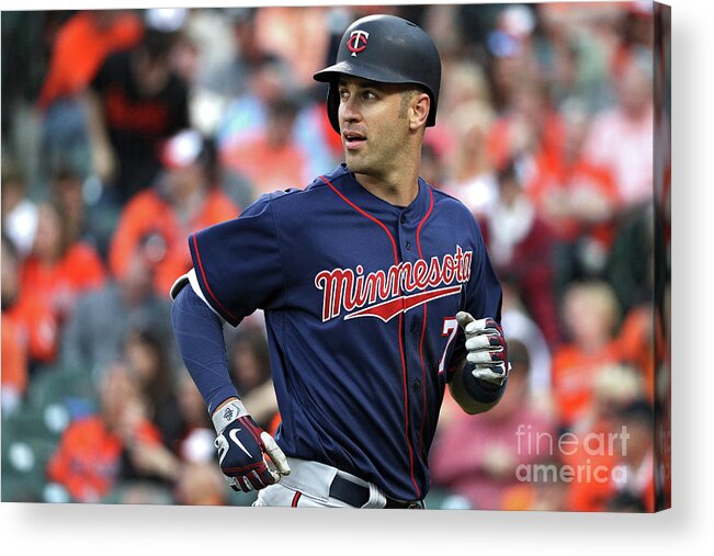 Looking Over Shoulder Acrylic Print featuring the photograph Joe Mauer by Patrick Smith