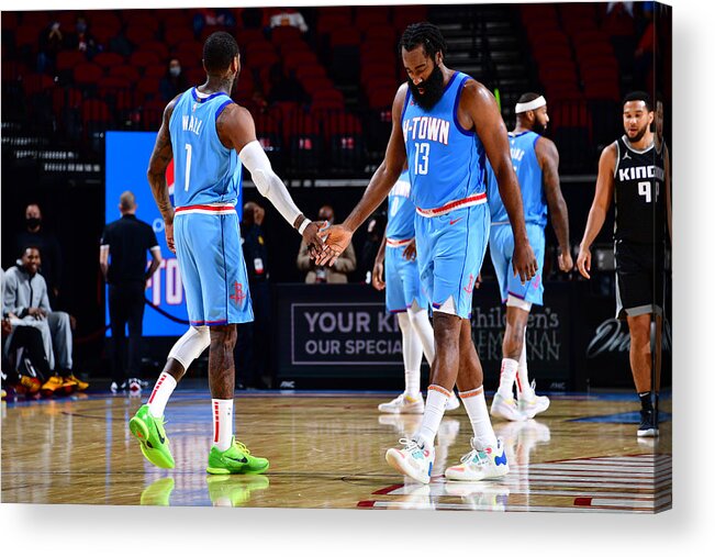 John Wall Acrylic Print featuring the photograph John Wall and James Harden by Cato Cataldo