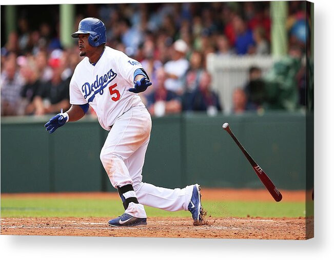 Los Angeles Dodgers Acrylic Print featuring the photograph Juan Uribe by Brendon Thorne
