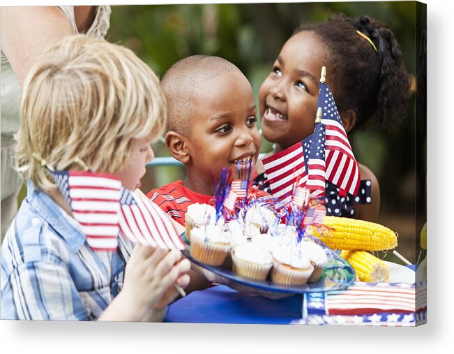 4-5 Years Acrylic Print featuring the photograph July 4th or Memorial Day picnic celebration by Kali9