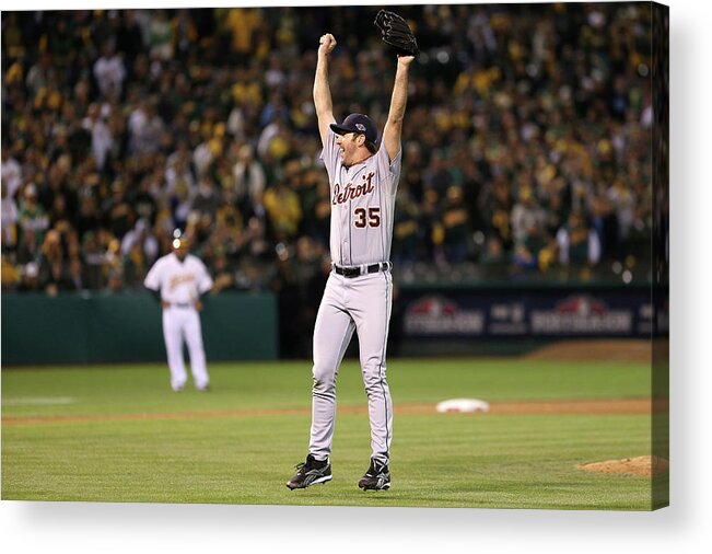 Playoffs Acrylic Print featuring the photograph Justin Verlander by Ezra Shaw