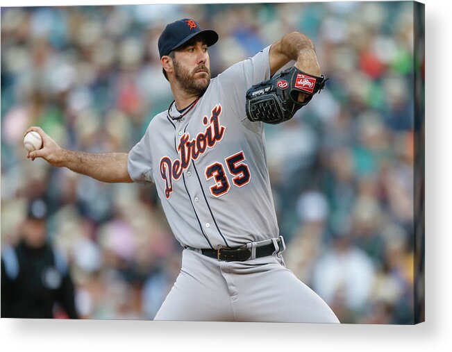American League Baseball Acrylic Print featuring the photograph Justin Verlander by Otto Greule Jr