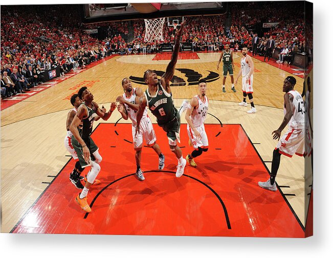 Eric Bledsoe Acrylic Print featuring the photograph Kawhi Leonard and Eric Bledsoe by Ron Turenne