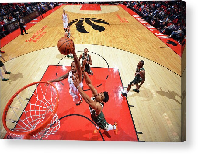 Playoffs Acrylic Print featuring the photograph Kawhi Leonard and Giannis Antetokounmpo by Jesse D. Garrabrant