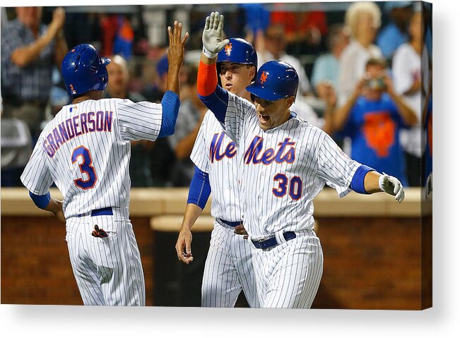 Residential District Acrylic Print featuring the photograph Kelly Johnson, Michael Conforto, and Curtis Granderson by Jim McIsaac