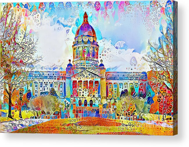 Wingsdomain Acrylic Print featuring the photograph Kentucky State Capitol in Contemporary Whimsical Motif 20210206 by Wingsdomain Art and Photography
