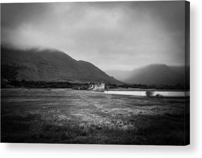 Kilchurn Acrylic Print featuring the photograph Kilchurn castle scenic mono by Steev Stamford