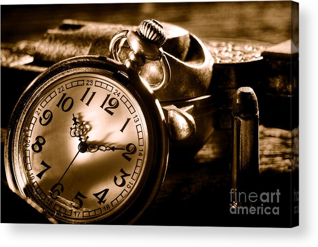 Pocket Acrylic Print featuring the photograph Killer Time - Sepia by Olivier Le Queinec