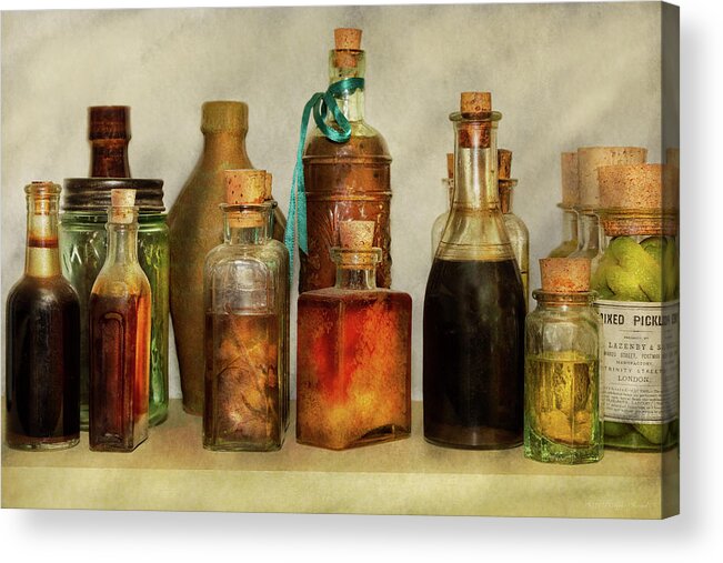 Ingredients Acrylic Print featuring the photograph Kitchen - Ingredients - Pickles and bits by Mike Savad