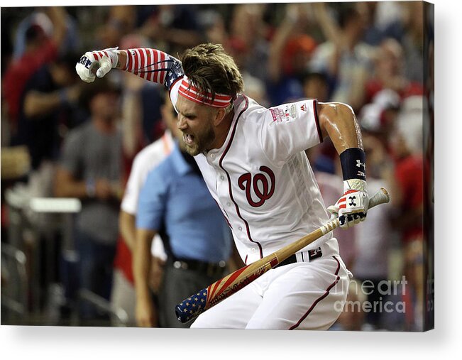 Three Quarter Length Acrylic Print featuring the photograph Kyle Schwarber and Bryce Harper by Patrick Smith