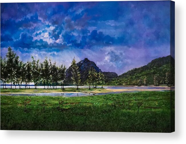  Acrylic Print featuring the painting La Prairie, Mauritius by Raouf Oderuth