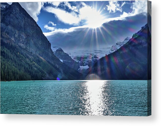 Lake Louise Acrylic Print featuring the photograph Lake Louise in the sun by Carl Marceau