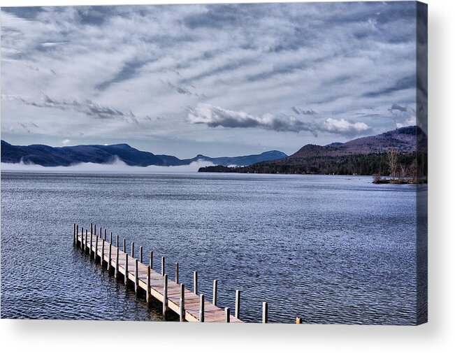 Lake Acrylic Print featuring the photograph Lake View Clouds and Dock by Russ Considine