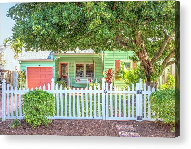 Fence Acrylic Print featuring the photograph Lake Worth Beach Home and Cottage Tour 514 North Palmway by Debra and Dave Vanderlaan