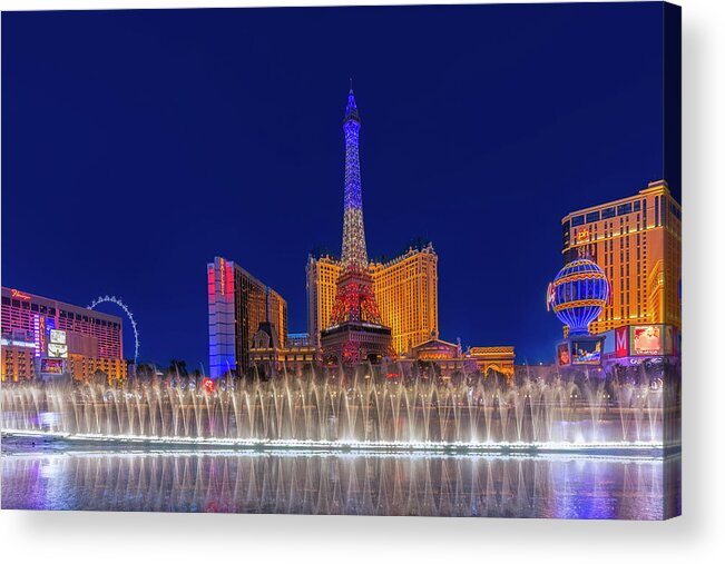 Las Vegas Acrylic Print featuring the photograph Las Vegas Fountains Show by Susan Candelario
