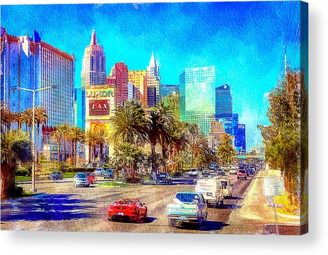 Las Vegas Acrylic Print featuring the mixed media Las Vegas Strip at Luxor by Tatiana Travelways