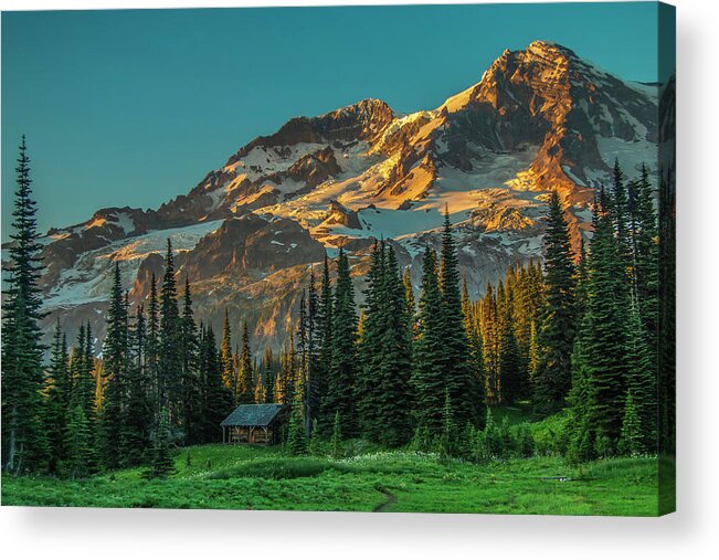 No People Acrylic Print featuring the photograph Last Light on the Mountain by Doug Scrima