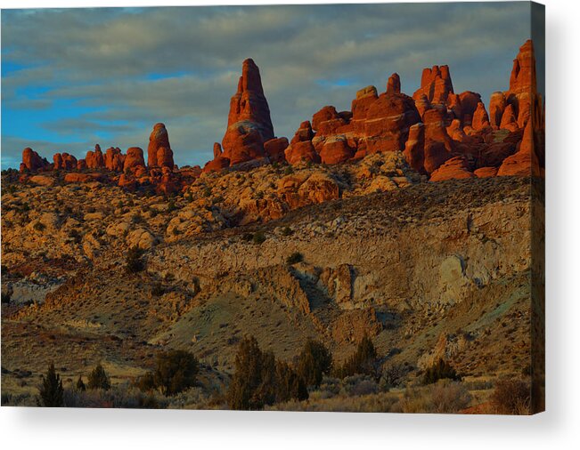Sunset Acrylic Print featuring the photograph Late Day Light And Shadows - Arches by Stephen Vecchiotti