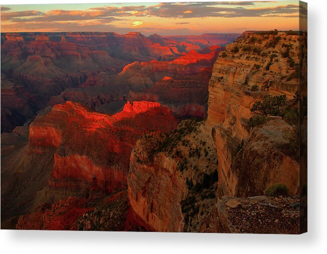 Sunset Acrylic Print featuring the photograph Late Day Light - Yavapai Point by Stephen Vecchiotti