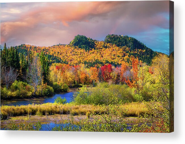 New England Fall Foliage Acrylic Print featuring the photograph Late-season peak fall colors by Jeff Folger