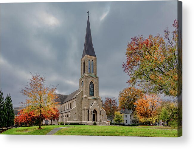 Lee University Acrylic Print featuring the photograph Lee University Chapel All Dressed Up For Fall by Marcy Wielfaert