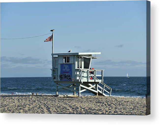 Lifeguard Acrylic Print featuring the photograph Lifeguard hut on Venice Beach by Mark Stout