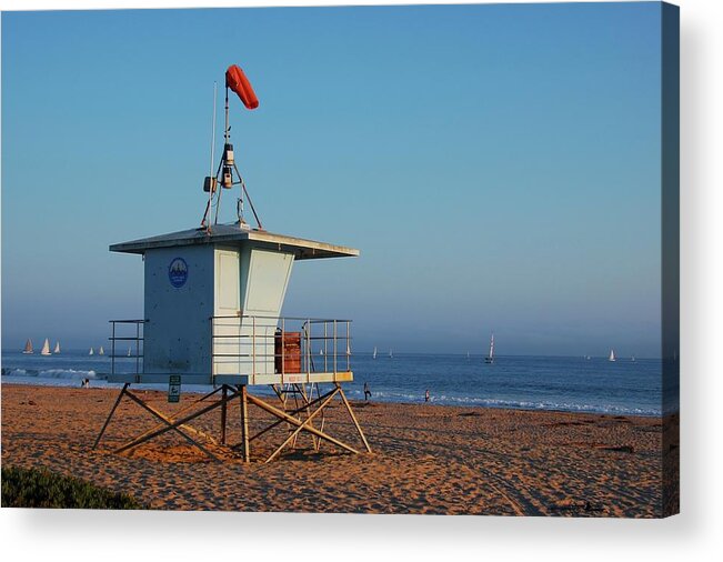 Background Acrylic Print featuring the photograph Lifeguard station in Santa Cruz, California by Sean Hannon