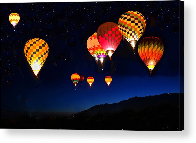 Albuquerque International Balloon Fiesta Acrylic Print featuring the photograph Lights over Albuquerque by David Lee Thompson