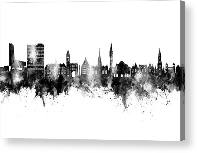 Lille Acrylic Print featuring the digital art Lille France Skyline #63 by Michael Tompsett